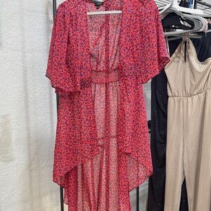 Chic Red Floral bathing suit cover